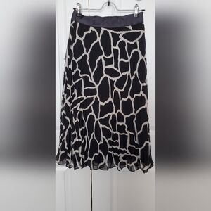 DKNY Women's Black Pleated Animal-Print Midi Skirt